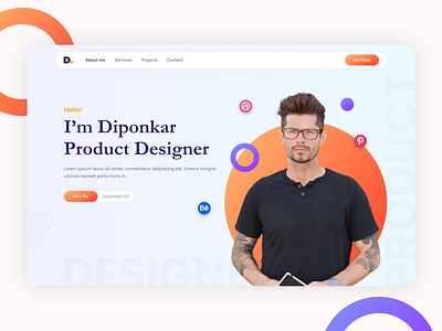 Designer Portfolio Website UI 3d clean design clean ui dashbaord designer portfolio designer resume illustration landing page minimal minimalistic portfolio portfolio design typogaphy ui ui ux ui design uiux ux webdesign website design