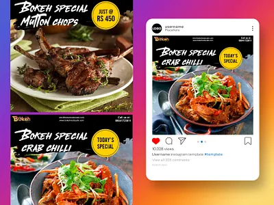 Social Media Design crab design food foodie instagram instagram post instagram template mutton restaurant social media social media design socialmedia template