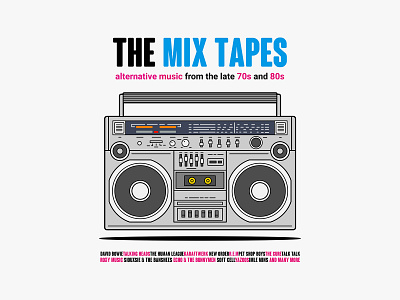 The Mix Tapes 70s 80s casette casette player graphicdesign illustration key6 art key6art popart retro vectorart