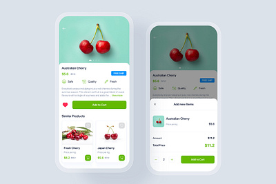 Online Grocery mobile concept app ui delivery food home kitchen interface market material mobile online grocery order recipes shopping supermarket tracking ui kit