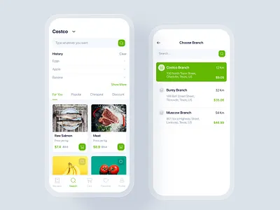 Online Grocery mobile concept app ui delivery food home kitchen interface market material mobile online grocery order recipes shopping supermarket tracking ui kit