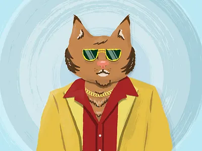 70s Cat illustration vector