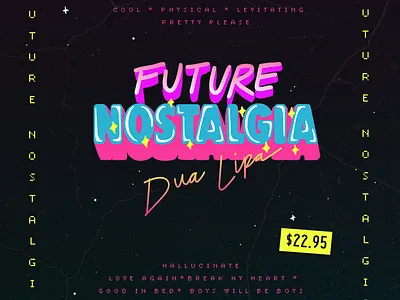 Future Nostalgia Album Cover 80s album album art dua lipa hand lettering music neon nostalgia retro typography vintage