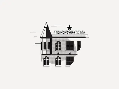 ---27/52--- Trocadero bar black and white design illustration line illustration monoline retro spot illustration vector