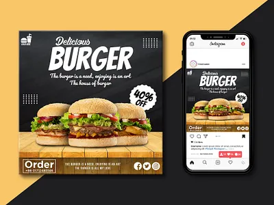 Social Media Flyer (Restaurant Flyer) burger flyer business flyers flyer flyer design flyer template food flyer restaurant flyer social media flyer