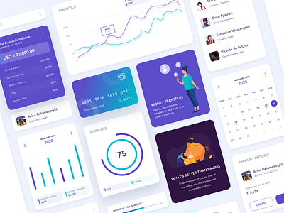 Banking Cards UI analytics balance calendar cards cards ui charts creditcard debit card dollar finance graph illustration money transfer pay payment payment gateway piechart