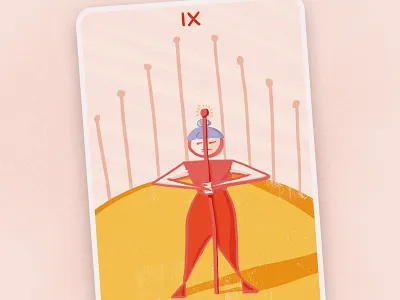 Nine of Wands design illustration mystical tarot tarot card weekly challenge
