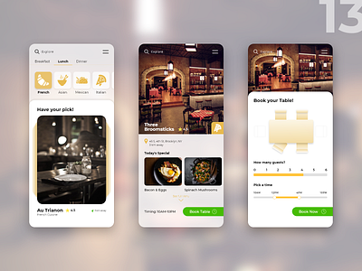 Mobile app for booking a table at a restaurant adobe xd app app design booking design flat mobile restaurant ui uidesign ux uxdesign