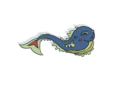 Fantasy fish with a nose character design concept creature fairytale fairytale creature fantasy fantasy art fish for kids illustration marine monster sea sea animal sea monster smiling surreal whale