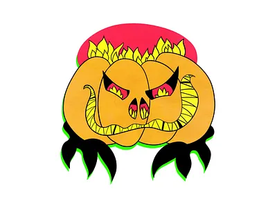 Pumpkin friend autumn character design fall fantasy fire for kids halloween halloween design illustration jack o lantern jack o lantern pumpkin scary smile spooky