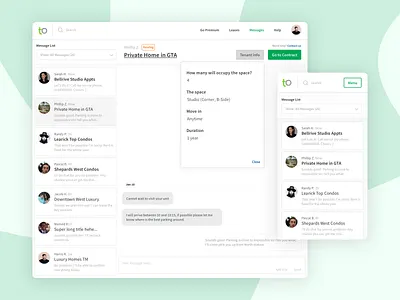 Tolobi chat page app chat conversation design messenger mobile responsive room ui web app
