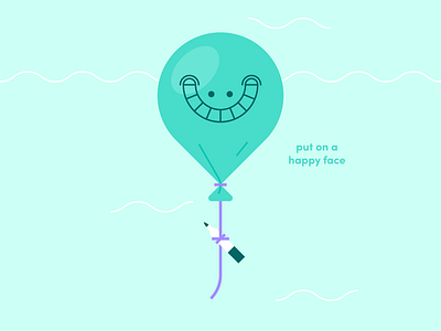 happy face abstract balloon character design flat icon iconographic illustration linework logo marker shapes sharpie teal typography vector world