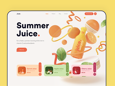 Juice/Juicy Website design project best design card cart dribbble juice juice bar juicy landingpage orange product design shop summer trending ui8 uidesign uidesigner webdesigner website design websites yellow