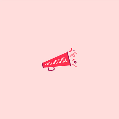 You Go Girl branding celebration confetti design girl icon illustration megaphone pattern you go