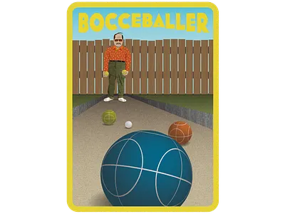 Bocce Baller ball bocce digital fence illustration illustrator man retro sports