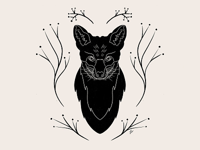 Mr. Fox animal animals black and white forest fox fox illustration foxes foxy illustration illustration art nature procreate symmetrical symmetry