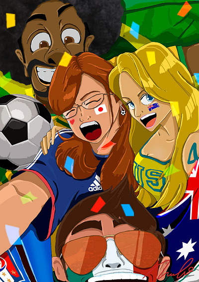 World Cup Selfie Thumbnail digital illustration graphic art graphic design illustration グラフィックデザイン