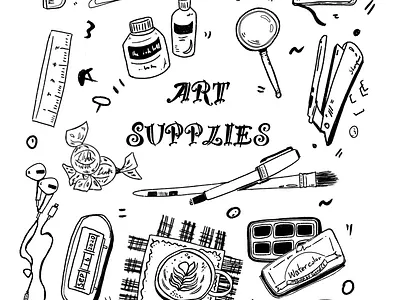 Art Supplies doodling art artist candy cute drawing flat illustration ink ink drawing logo school