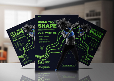 Fitness Awesome Flyer design Template ad agency banner center club corporate design designs fitness flyer flyers gym illustration logo marketing marketplace template