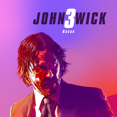 John Wick Portrait Poster action actor actors adobe illustrator digital art digital painting hero hollywood illustration illustration art john wick keanu keanu reeves movie portrait portrait art vector vector art vector illustration vectorart