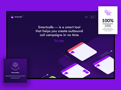 Smartcalls tool landing page ai branding design it robotics telecom telephony ui uxui web design wysiwyg