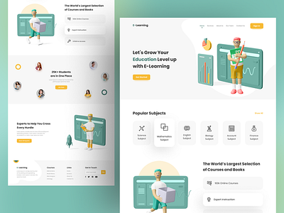 E learning 3d 3d illustration e commerce e learning education illustraion landingpage learning online education teaching web website