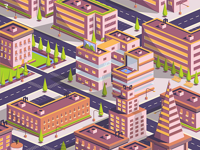 Urban Area adobe illustrator city illustration design flat illustration flatdesign illustration illustration art isometric isometric art isometric city isometric design isometric illustration isometry simple design vector