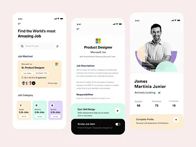 Hiring - Job Search Mobile App Design ai job ai product ai tool android app app app ui dashboard freelancer app hiring hiring app ios app job app job application job detail job search mobile app mobile app design mobile app development product design profile