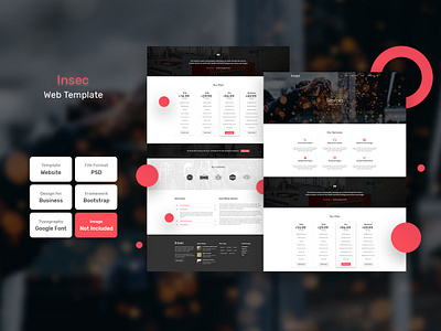 Insec Services Page PSD Web Template banner business design digital education layout marketing modern template web web design website