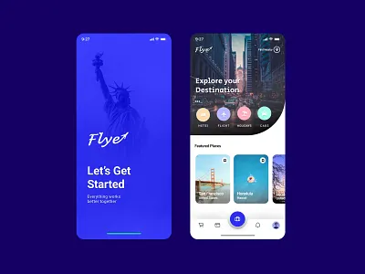 Flye - Booking App UI Design app branding identity logo logo design mockup ui ui ux design ui designer ux designer