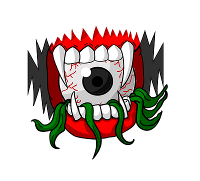 eyeballs in the mouth beast elegant eyeball fangs icon illustration logo monster mouth scary tooth vector wolf