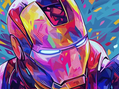 Iron Man abstract colors alessandro pautasso illustration iron man kaneda kaneda99 marvel marvel comics photoshop pop art portrait tony stark