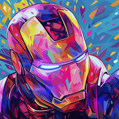 Iron Man abstract colors alessandro pautasso illustration iron man kaneda kaneda99 marvel marvel comics photoshop pop art portrait tony stark