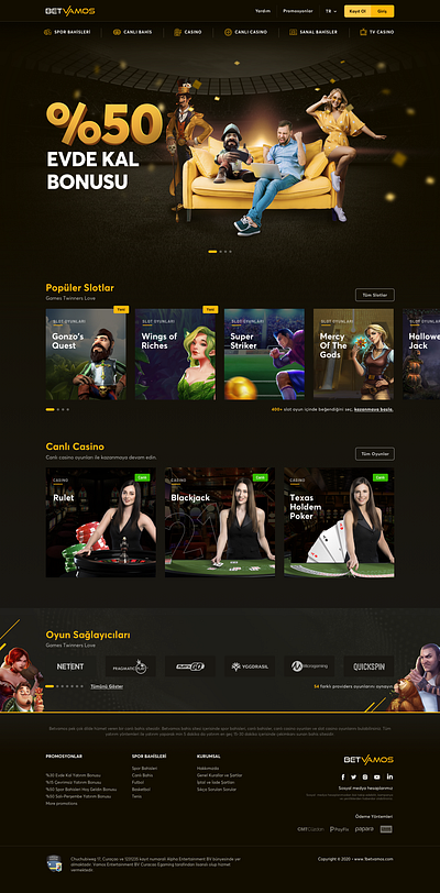 BetVamos Casino UI Design betting branding casino gamble igaming ui