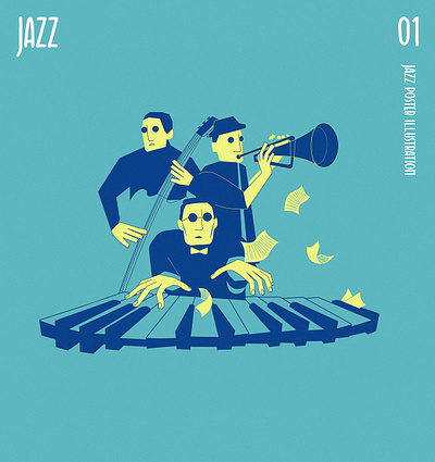 Jazzy character illustration jazz music