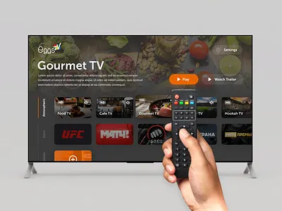 Interface of TV boxes Eggs TV app design tv tv app ui ux