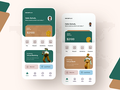 Mobile Wallet Home Page Exploration banking dashboard banking2.0 bankingapp deopay digital currency exploration financeapp fintechapp homepage homepage design latest wallet app mobilewallet2020 money app paymentsapp satwik pachino wallet wallet ui wallet2.0 wallets