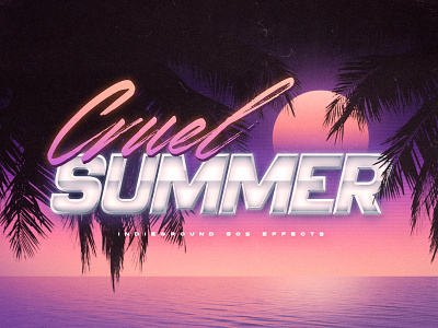 80s Photoshop Text Effect - No.28 1980s 80s futuristic indieground logo mockup palms photoshop psd retro summer sunset synthwave template text effect typography vintage