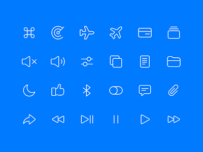 The Symbols — Icon Pack attach backward bluetooth command creditcard document folder forward gallery icon like mute night pause plane play radar settings switcher volume