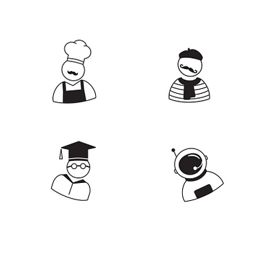 Icon design artist baker chief cosmonaut icon illustration logo simple sudent