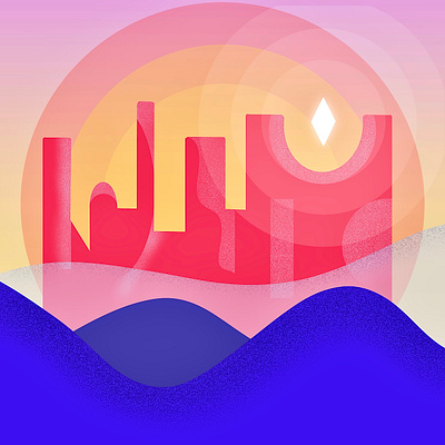 Castle Valley castle digital illustration procreate