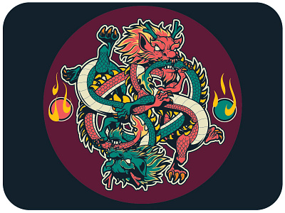 Biting Dragon ambigram bites branding cartoon chinese culture dragonball illustration logo vector