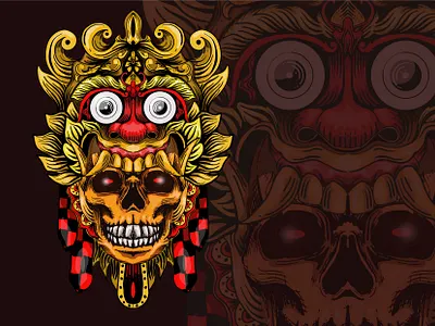 Skull with barong mask barong design illustrattion skull art skull logo tatoo tshirtdesign vector art