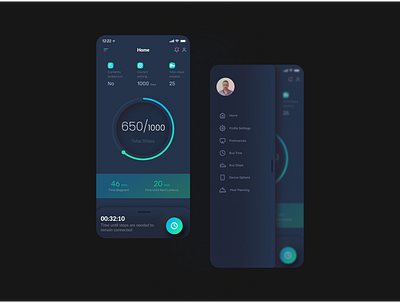 Mobile App UI! app app design apple application black branding dailyui design designer fitness fitness app health app ios steps ui ui ux ui design uidesign uiux ux