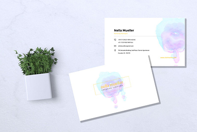 Business Card watercolor abstract art background business card collection design graphic illustration layout modern paint pattern presentation set template vector vintage watercolor wedding