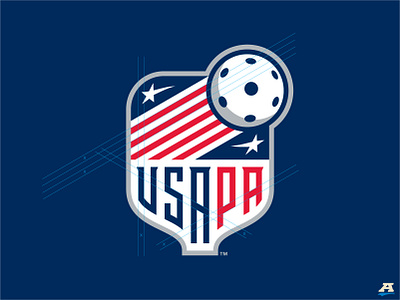 USA Pickleball new badge concept america american badge brand design brand identity branding illustration logo pickleball sports sports brand sports branding sports design stars stars and stripes storytelling stripes typography unique font usa