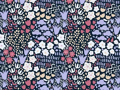 Ditsy floral pattern blue decorative design ditsy floral flower nature pattern pink seamless simple surface design texture white