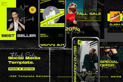 Flash Sale Instagram Post Stories branding creative design digital art instagram instagram banner instagram post instagram stories instagram template instagram templates modern post posts social media social media pack social media template stories story template templates