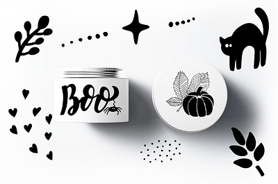 Halloween packaging design with cute doodle elements black cat cosmetic design cute hand drawn happy halloween humour package packaging design pumpkin simple