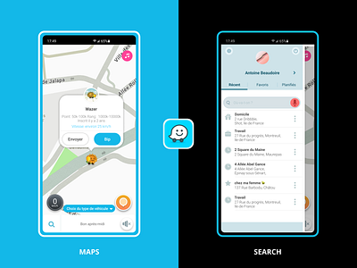 WAZE (copy2) app black blue copy design gps mobile mobile ui waze white